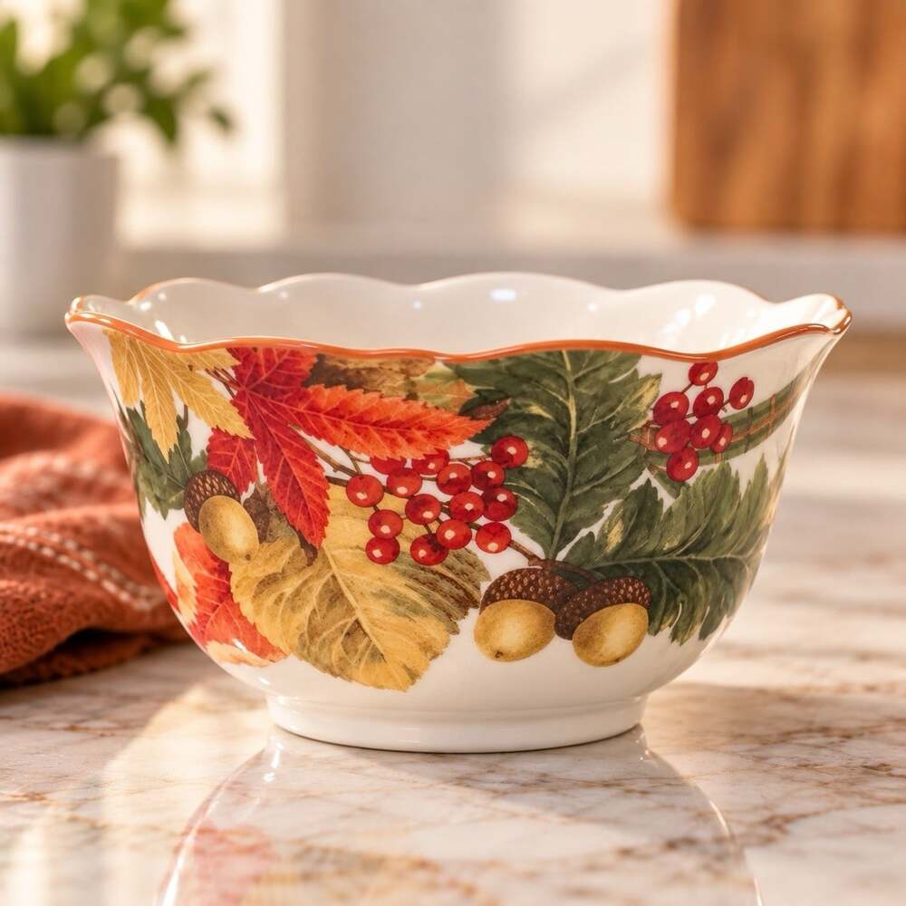222 Fifth Autumn Celebration Soup/Cereal Bowl Scalloped Rim 5 3/4" Discontinued